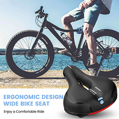 Sillín de Bicicleta, SGODDE Asiento de Bici de Espuma Viscoelástica de Rebote,Asiento de Bicicleta de Gel Hueco y Ergonómico,25*21cm Impermeable y Transpirable Sillín de Ciclismo Con Marca Reflectante