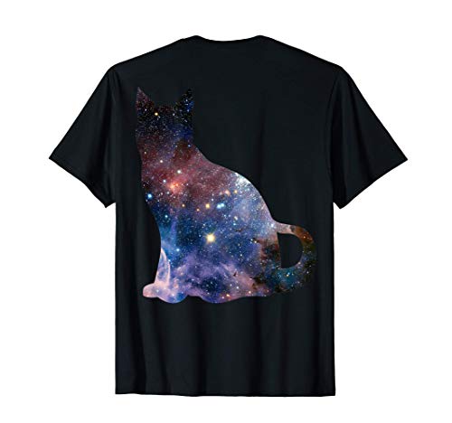 Silueta de gato de galaxia espacial Camiseta