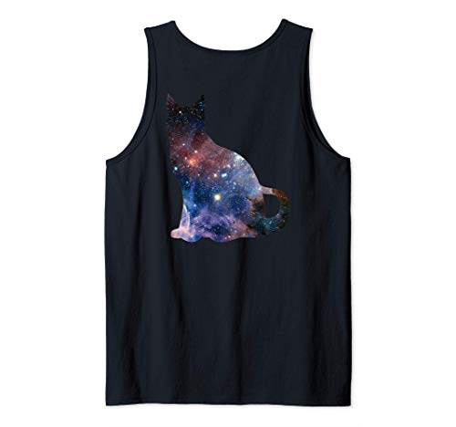 Silueta de gato de galaxia espacial Camiseta sin Mangas