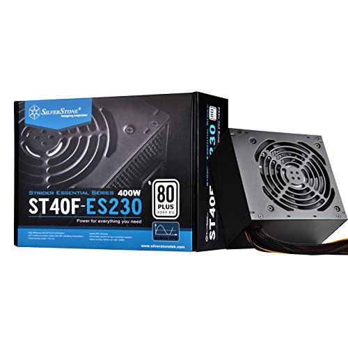 SilverStone SST-ST40F-ES230 - Serie Strider Essential, 400W 80 Plus 230V EU ATX PC Fuente de alimentación, 120mm SilverStone SST-ST40F-ES230 - Serie Strider Essential, 400W 80 Plus 230V EU ATX PC Fuente de alimentación, 120mm
