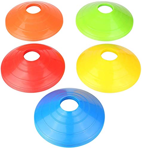 SIMEIXI 50 Conos de Disco para Entrenamiento de fútbol, Conos de Logo, Conos de Disco, Conos de Entrenamiento de Agilidad Multicolor para Entrenamiento de fútbol y Marcado de canchas.