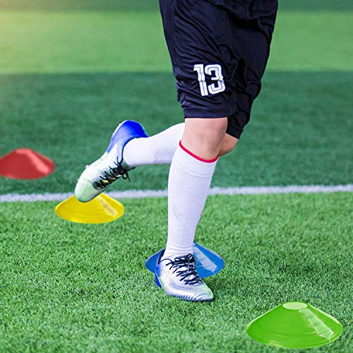 SIMEIXI 50 Conos de Disco para Entrenamiento de fútbol, Conos de Logo, Conos de Disco, Conos de Entrenamiento de Agilidad Multicolor para Entrenamiento de fútbol y Marcado de canchas.