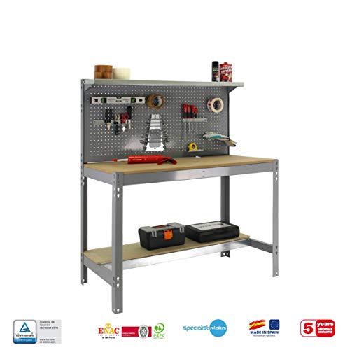 Simonrack 8435104946879 BANCO DE TRABAJO, GRIS/MADERA, 1445x1210x610 Simonrack 8435104946879 BANCO DE TRABAJO, GRIS/MADERA, 1445x1210x610