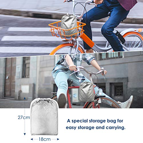 Simpeak Funda para Bicicleta, 210T XL Cubierta Impermeable para Bicicleta Protección UV Anti Polvo y Lluvia para Bicicleta de montaña/Bicicleta de Carretera/Bicicleta de Ruta, Negro y Plata