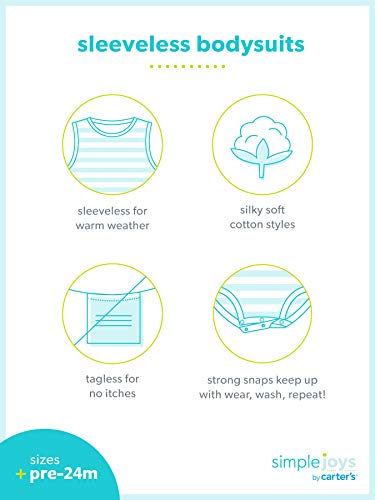 Simple Joys by Carter's - Body sin mangas para niña (6 unidades) ,Black, White Pink Ruffle ,18 Months Simple Joys by Carter's - Body sin mangas para niña (6 unidades) ,Black, White Pink Ruffle ,18 Months