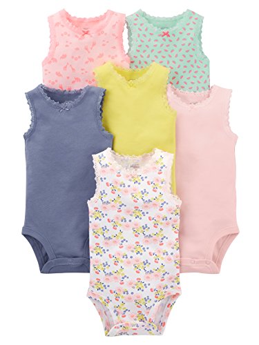 Simple Joys by Carter's - Body sin mangas para niña (6 unidades) ,Pink, Purple, Yellow, Floral ,Preemie
