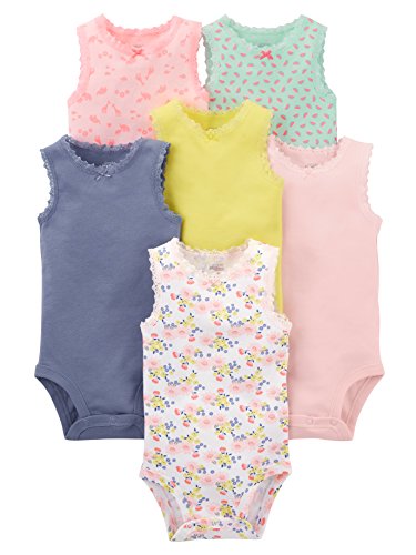 Simple Joys by Carter's - Body sin mangas para niña (6 unidades) ,Pink, Purple, Yellow, Floral ,Preemie Simple Joys by Carter's - Body sin mangas para niña (6 unidades) ,Pink, Purple, Yellow, Floral ,Preemie