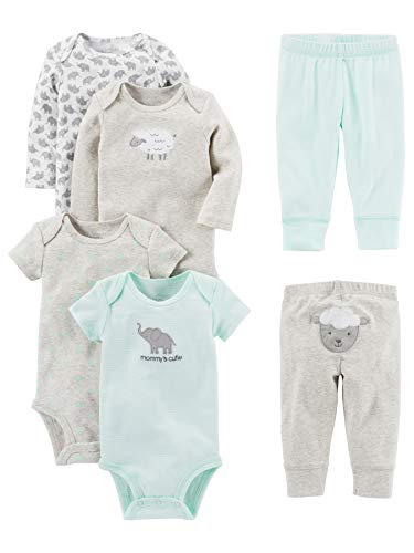 Simple Joys by Carter's - Conjunto de 6 piezas de body para bebé (manga corta y larga) y pantalones ,Gris (Gray Lamb) ,US NB (EU 56-62) Simple Joys by Carter's - Conjunto de 6 piezas de body para bebé (manga corta y larga) y pantalones ,Gris (Gray Lamb) ,US NB (EU 56-62)