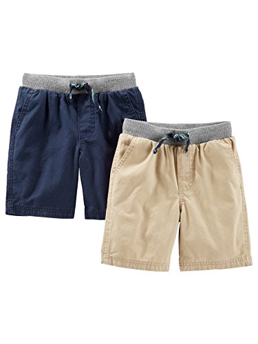 Simple Joys by Carter's pantalones cortos para niños pequeños, paquete de 2 ,Caqui, azul marino ,US 5T (EU 110–116)