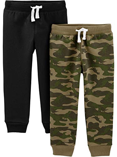 Simple Joys by Carter's Paquete de 2 Pantalones de Forro Polar. Infant-and-Toddler-Pants, Camuflaje/Negro, US 3T (EU 98–104), Pack de 2