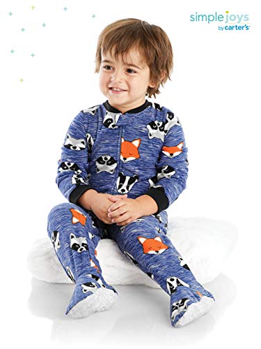 Simple Joys by Carter's pijama de forro polar suelto para bebés y niños pequeños, paquete de 3 ,Bear/Alligator/Fox/Racoon ,12 Months