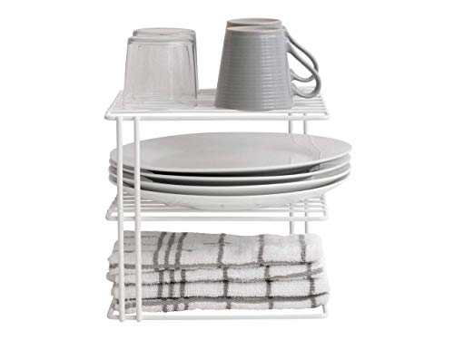 simplywire - Estantes para platos - Organizador de armarios de cocina - Diseño cuadrado de 3 niveles - Blanco simplywire - Estantes para platos - Organizador de armarios de cocina - Diseño cuadrado de 3 niveles - Blanco