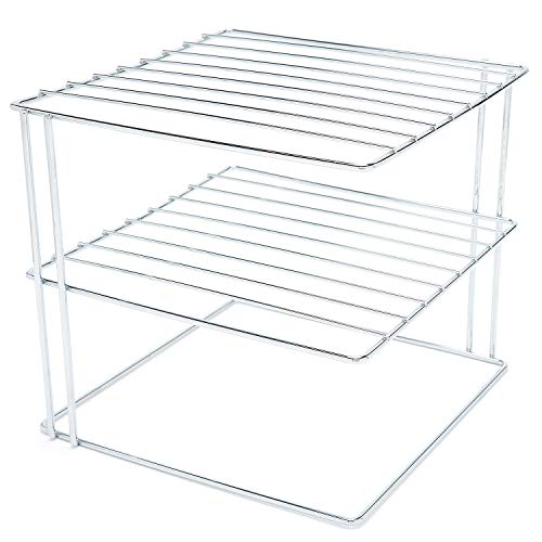 simplywire - Estantes para platos - Organizador de armarios de cocina - Diseño cuadrado de 3 niveles - Cromado simplywire - Estantes para platos - Organizador de armarios de cocina - Diseño cuadrado de 3 niveles - Cromado