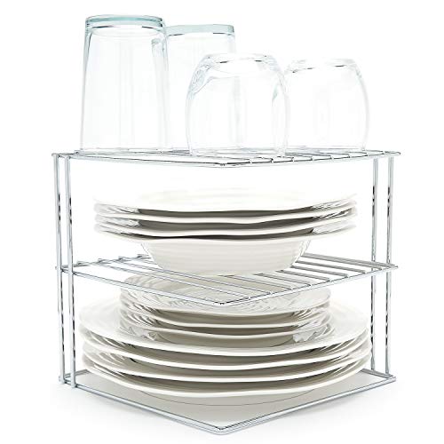 simplywire - Estantes para platos - Organizador de armarios de cocina - Diseño cuadrado de 3 niveles - Cromado simplywire - Estantes para platos - Organizador de armarios de cocina - Diseño cuadrado de 3 niveles - Cromado