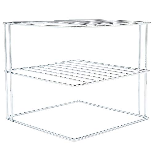 simplywire - Estantes para platos - Organizador de armarios de cocina - Diseño cuadrado de 3 niveles - Cromado simplywire - Estantes para platos - Organizador de armarios de cocina - Diseño cuadrado de 3 niveles - Cromado