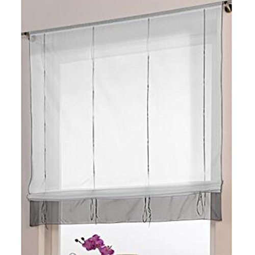 SIMPVALE Cortina de Ventana de Estilo Romano, Decoración de Interiores, para Cocina, Dormitorio, Sala de Estar y Balcón, Gris, Ancho 60cm/Altura 155cm SIMPVALE Cortina de Ventana de Estilo Romano, Decoración de Interiores, para Cocina, Dormitorio, Sala de Estar y Balcón, Gris, Ancho 60cm/Altura 155cm