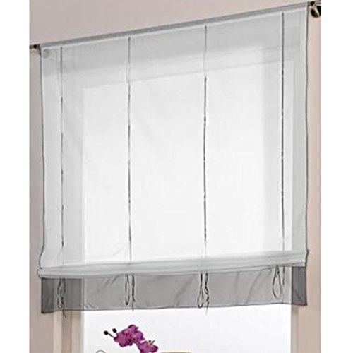 SIMPVALE Cortina de Ventana de Estilo Romano, Decoración de Interiores, para Cocina, Dormitorio, Sala de Estar y Balcón, Gris, Ancho 60cm/Altura 155cm