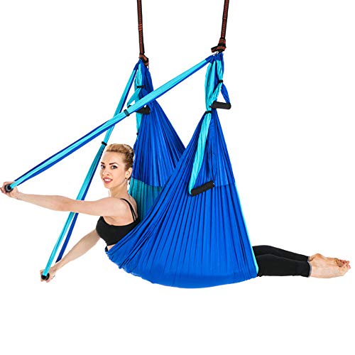 Sinbide Hamaca de Yoga, 250 * 150cm, Columpio Trapecio Set, 6 manivelas Columpio para Yoga, para Yoga Aéreo, Carga de 600 kg, Tafetán de Nailon, Antigravedad (Azul) Sinbide Hamaca de Yoga, 250 * 150cm, Columpio Trapecio Set, 6 manivelas Columpio para Yoga, para Yoga Aéreo, Carga de 600 kg, Tafetán de Nailon, Antigravedad (Azul)
