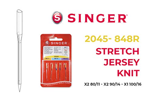 Singer Pack de 2 Paquetes de Agujas para Máquina de Coser Universales y para Punto (y Elásticos) 2020 2045 (822R - 848R) Surtido de Grosores Sistema 130/705 H Singer Pack de 2 Paquetes de Agujas para Máquina de Coser Universales y para Punto (y Elásticos) 2020 2045 (822R - 848R) Surtido de Grosores Sistema 130/705 H