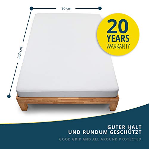 sinnlein® Protector de Colchón Impermeable 90 x 190/200 cm | Funda Transpirable Hipoalergénica | Cubrecolchón Higiénico Anti-Ácaros | Garantía de 20 Años – Sello de Calidad Oeko-Tex® sinnlein® Protector de Colchón Impermeable 90 x 190/200 cm | Funda Transpirable Hipoalergénica | Cubrecolchón Higiénico Anti-Ácaros | Garantía de 20 Años – Sello de Calidad Oeko-Tex®