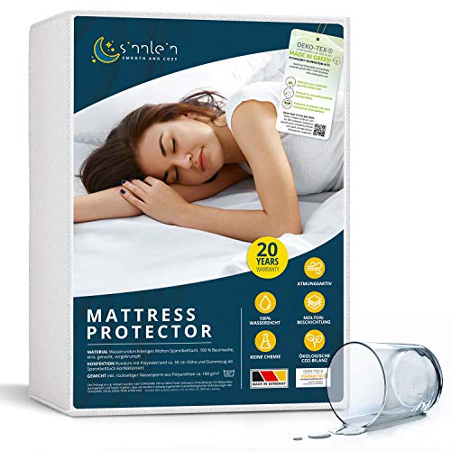 sinnlein® Protector de Colchón Impermeable 90 x 190/200 cm | Funda Transpirable Hipoalergénica | Cubrecolchón Higiénico Anti-Ácaros | Garantía de 20 Años – Sello de Calidad Oeko-Tex® sinnlein® Protector de Colchón Impermeable 90 x 190/200 cm | Funda Transpirable Hipoalergénica | Cubrecolchón Higiénico Anti-Ácaros | Garantía de 20 Años – Sello de Calidad Oeko-Tex®
