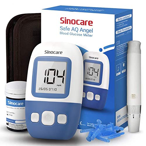 sinocare Medidor de glucosa en sangre kit/Control de la diabetes kit con codefree tiras x 25 y caja para diabéticos - en mg/dL (Safe AQ Angel) sinocare Medidor de glucosa en sangre kit/Control de la diabetes kit con codefree tiras x 25 y caja para diabéticos - en mg/dL (Safe AQ Angel)