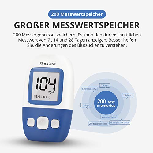 sinocare Medidor de glucosa en sangre kit/Control de la diabetes kit con codefree tiras x 25 y caja para diabéticos - en mg/dL (Safe AQ Angel) sinocare Medidor de glucosa en sangre kit/Control de la diabetes kit con codefree tiras x 25 y caja para diabéticos - en mg/dL (Safe AQ Angel)
