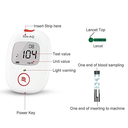 sinocare Medidor de glucosa en sangre/Glucosa en sangre kit de control de la diabetes kit con Codefree tiras x 50 y caja para diabéticos - en mg/dL (Safe AQ Voice) sinocare Medidor de glucosa en sangre/Glucosa en sangre kit de control de la diabetes kit con Codefree tiras x 50 y caja para diabéticos - en mg/dL (Safe AQ Voice)