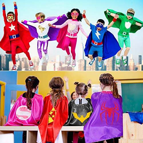 Sinoeem Capa de Superhéroe para Niños - 4 Capas y 4 Máscaras y 4 Slap Pulseras - Ideas Kit de Valor de Cosplay de Diseño de Fiesta de Cumpleaños de Navidad - Juguetes para Niños y Niñas (4pcs - Girl)