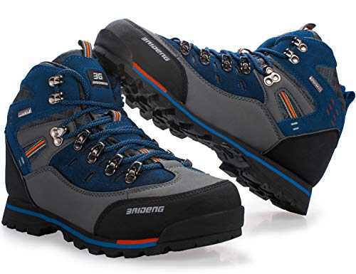 SINOES Zapatillas Botas Profesionales de Cuero para Hombres Especialmente diseñados para Senderismo Trekking montaña Deportes al Aire Libre A Prueba de Golpes, Transpirables y Antideslizante