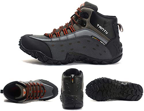 SINOES Zapatillas Botas Profesionales de Cuero para Hombres Especialmente diseñados para Senderismo Trekking montaña Deportes al Aire Libre A Prueba de Golpes, Transpirables y Antideslizante