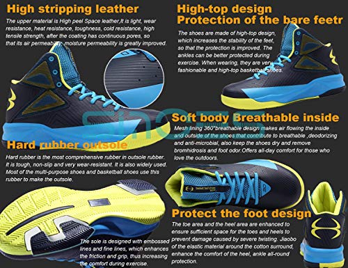 SINOES Zapatillas de Baloncesto con Cordones en la Parte Delantera Zapatillas de Deporte con protección Antideslizante en la Espalda para Hombres