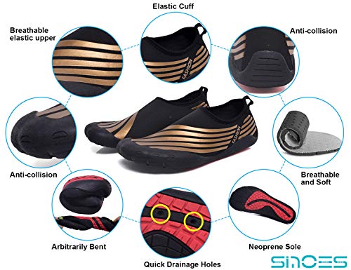 SINOES Zapatos de Agua Mujer Hombre Escarpines Transpirables Water Shoes Ligera Zapatillas de Surf Playa Natación Yoga Piscina