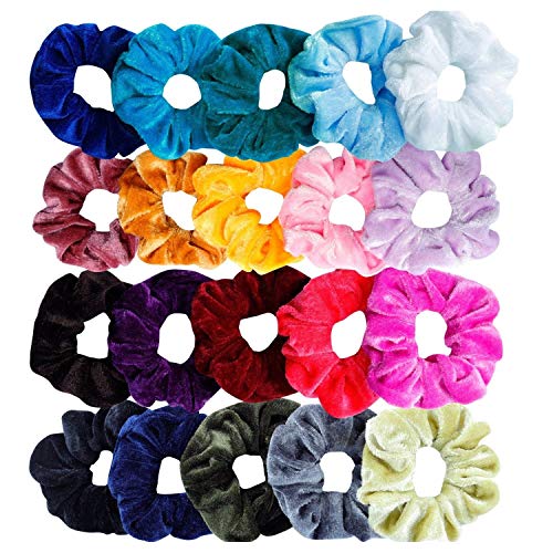 Sinwind 20pcs Scrunchies Terciopelo elástico pelo bandas Lazos para el cabello Terciopelo Elásticos para el cabello Scrunchies Scrunchie para niña o para mujer Accesorios para el cabello (multicolor)