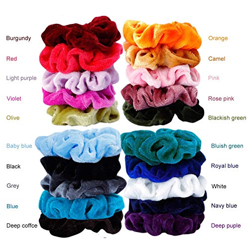 Sinwind 20pcs Scrunchies Terciopelo elástico pelo bandas Lazos para el cabello Terciopelo Elásticos para el cabello Scrunchies Scrunchie para niña o para mujer Accesorios para el cabello (multicolor)