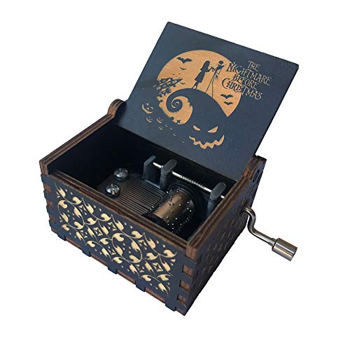 SIQI - Caja de música de madera con manivela de 18 notas para Navidad y cumpleaños (negro, amarillo) SIQI - Caja de música de madera con manivela de 18 notas para Navidad y cumpleaños (negro, amarillo)
