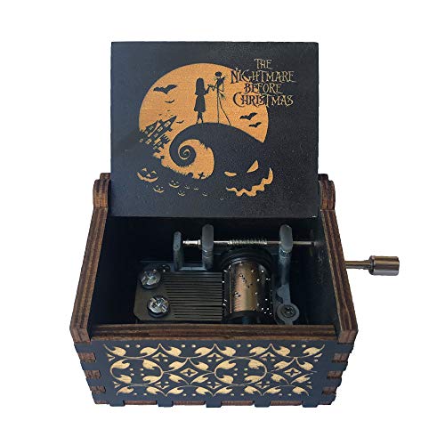 SIQI - Caja de música de madera con manivela de 18 notas para Navidad y cumpleaños (negro, amarillo) SIQI - Caja de música de madera con manivela de 18 notas para Navidad y cumpleaños (negro, amarillo)