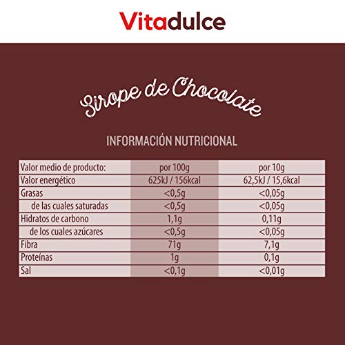 Sirope de chocolate sin azúcar, Topping de chocolate, Sirope bajo en calorías 400 gr - Vitadulce Sirope de chocolate sin azúcar, Topping de chocolate, Sirope bajo en calorías 400 gr - Vitadulce