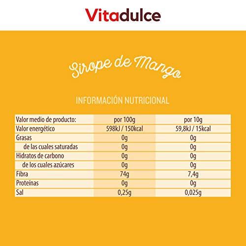 Sirope de mango sin azúcar, Topping de mango, Sirope bajo en calorías 400 gr - Vitadulce