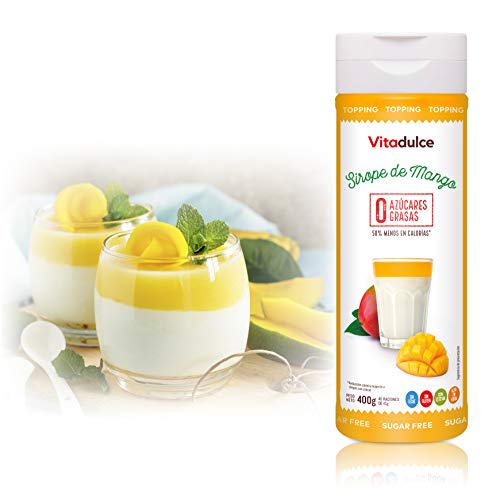 Sirope de mango sin azúcar, Topping de mango, Sirope bajo en calorías 400 gr - Vitadulce