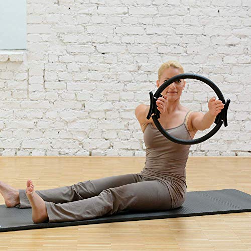 Sissel Core-Trainer Pilates Circle - Aro para Practicar Pilates con póster de Ejercicios, Color Negro