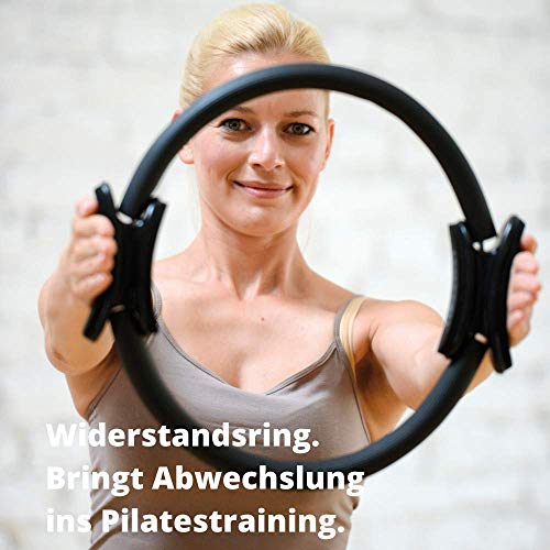 Sissel Core-Trainer Pilates Circle - Aro para Practicar Pilates con póster de Ejercicios, Color Negro