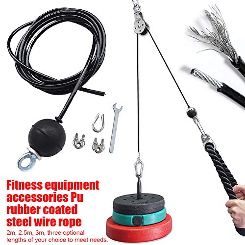 Sistema de polea para gimnasio y fitness, con sistema de polea para bricolaje, cable de acero, cuerda de gimnasio, polea para equipo del hogar, práctico cable de conexión, cable para gimnasio, fitness