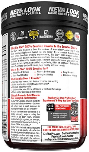 Six Star Pro Nutrition Elite Series 100% Creatine, 400 Gram Powder- Unflavoured US (Packaging may vary) by Six Star Six Star Pro Nutrition Elite Series 100% Creatine, 400 Gram Powder- Unflavoured US (Packaging may vary) by Six Star