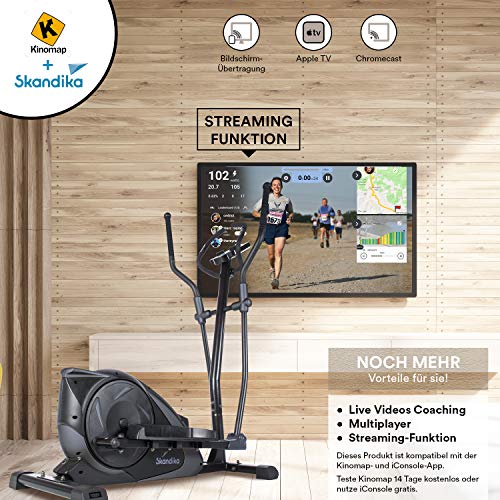 skandika Adrett - Bicicleta elíptica - Bluetooth - App - Pulsómetro - 32 Niveles de Resistencia - 12 kg Masa Volante (Negro/Gris) skandika Adrett - Bicicleta elíptica - Bluetooth - App - Pulsómetro - 32 Niveles de Resistencia - 12 kg Masa Volante (Negro/Gris)