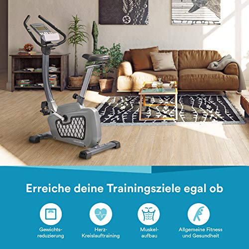 skandika Wiry - Ergómetro/Bicicleta Estática - Bluetooth - 24 programas - Sistema de frenado magnético (Gris) skandika Wiry - Ergómetro/Bicicleta Estática - Bluetooth - 24 programas - Sistema de frenado magnético (Gris)