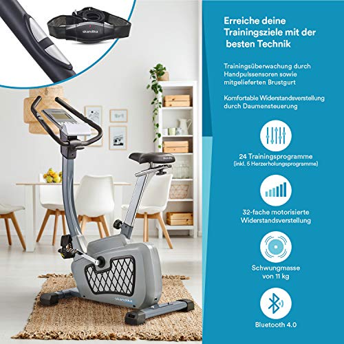 skandika Wiry - Ergómetro/Bicicleta Estática - Bluetooth - 24 programas - Sistema de frenado magnético (Gris) skandika Wiry - Ergómetro/Bicicleta Estática - Bluetooth - 24 programas - Sistema de frenado magnético (Gris)