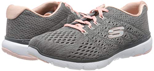 Skechers Flex Appeal 3.0-Satellites, Zapatillas Mujer, Gris (CCPK Black Mesh/Trim), 41 EU