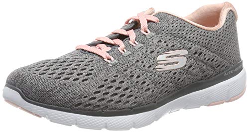 Skechers Flex Appeal 3.0-Satellites, Zapatillas Mujer, Gris (CCPK Black Mesh/Trim), 41 EU