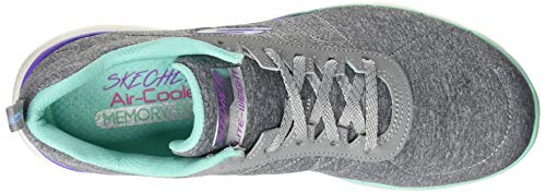 Skechers Flex Appeal 3.0, Zapatillas Mujer, Gris (Gray Mesh/Purple & Green Trim Gymt), 36 EU